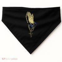 Hand With Rosary Praying Cross USA-Made Doggie Bandana thumb 0
