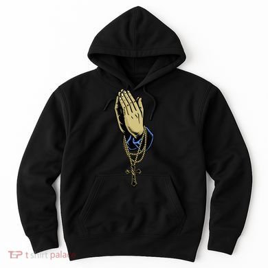Hand With Rosary Praying Cross Hoodie