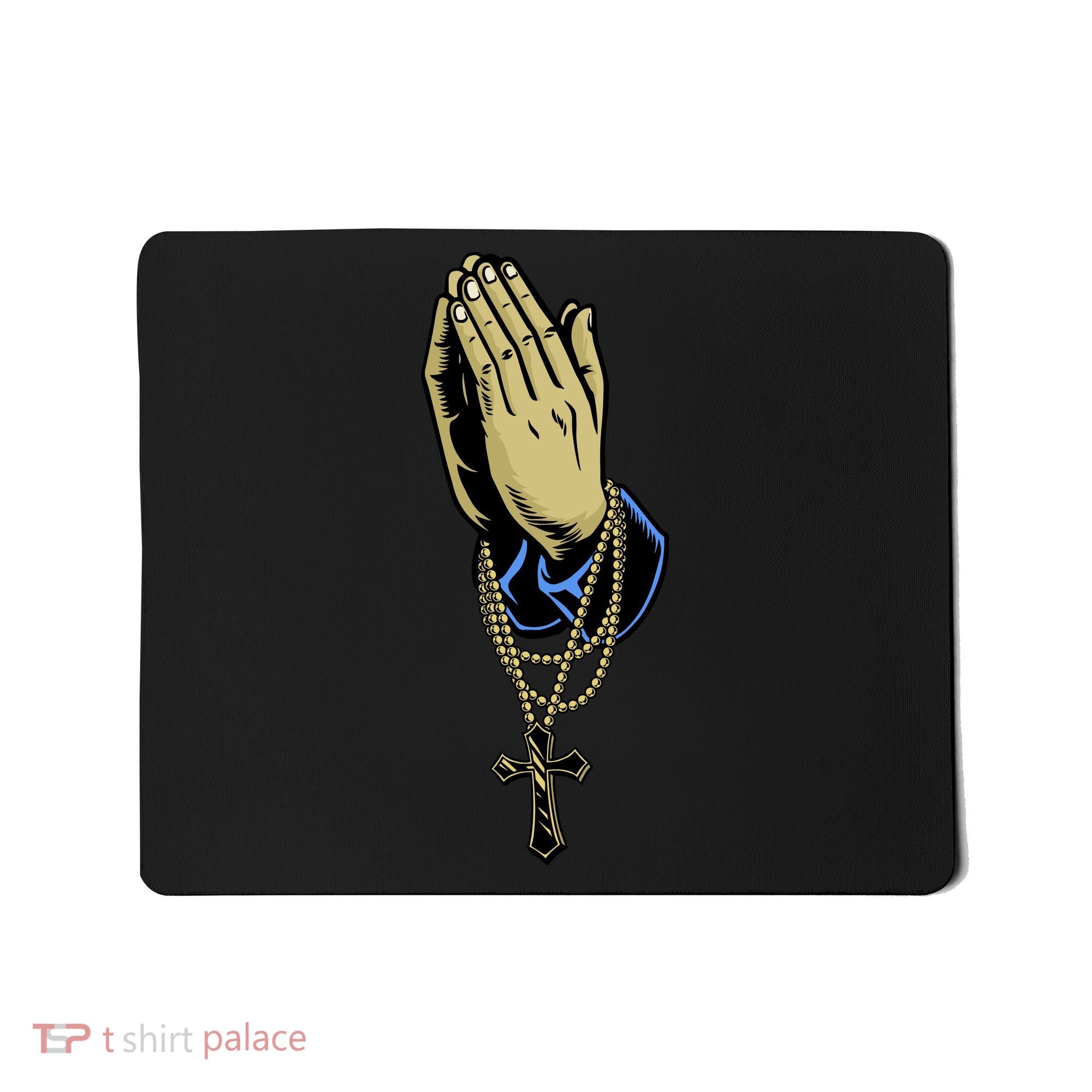 Hand With Rosary Praying Cross Mousepad