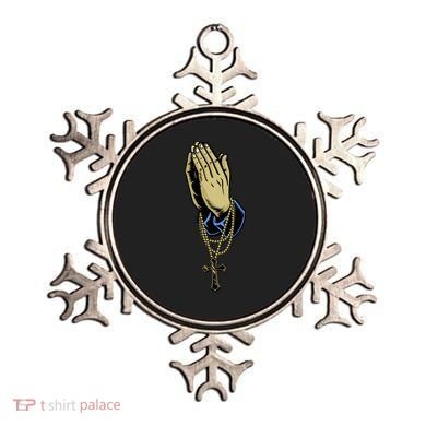 Hand With Rosary Praying Cross Ornament