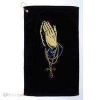Hand With Rosary Praying Cross Golf Towel thumb 0