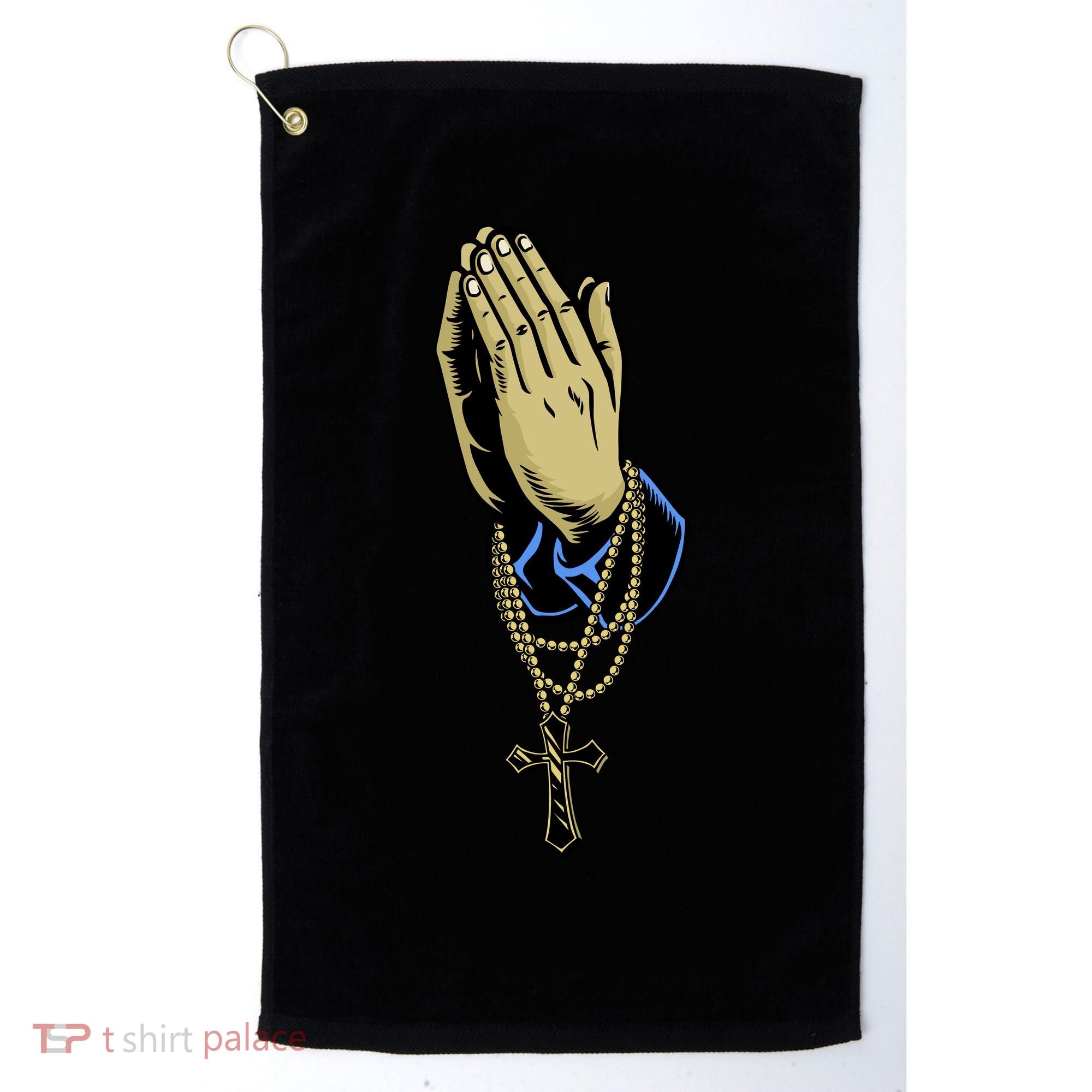 Hand With Rosary Praying Cross Golf Towel