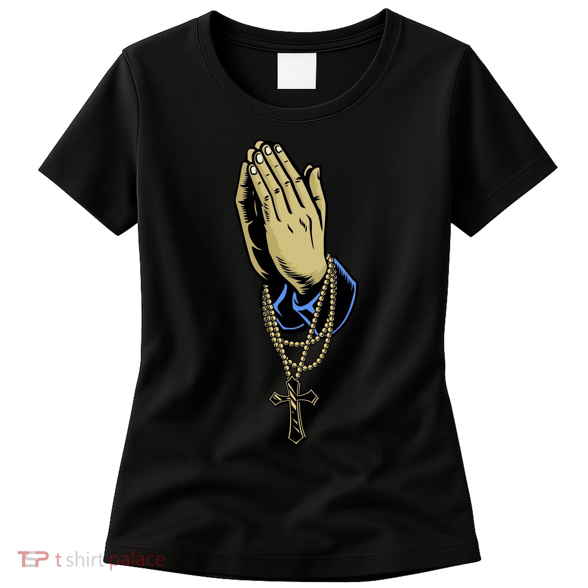 Hand With Rosary Praying Cross Women's T-Shirt