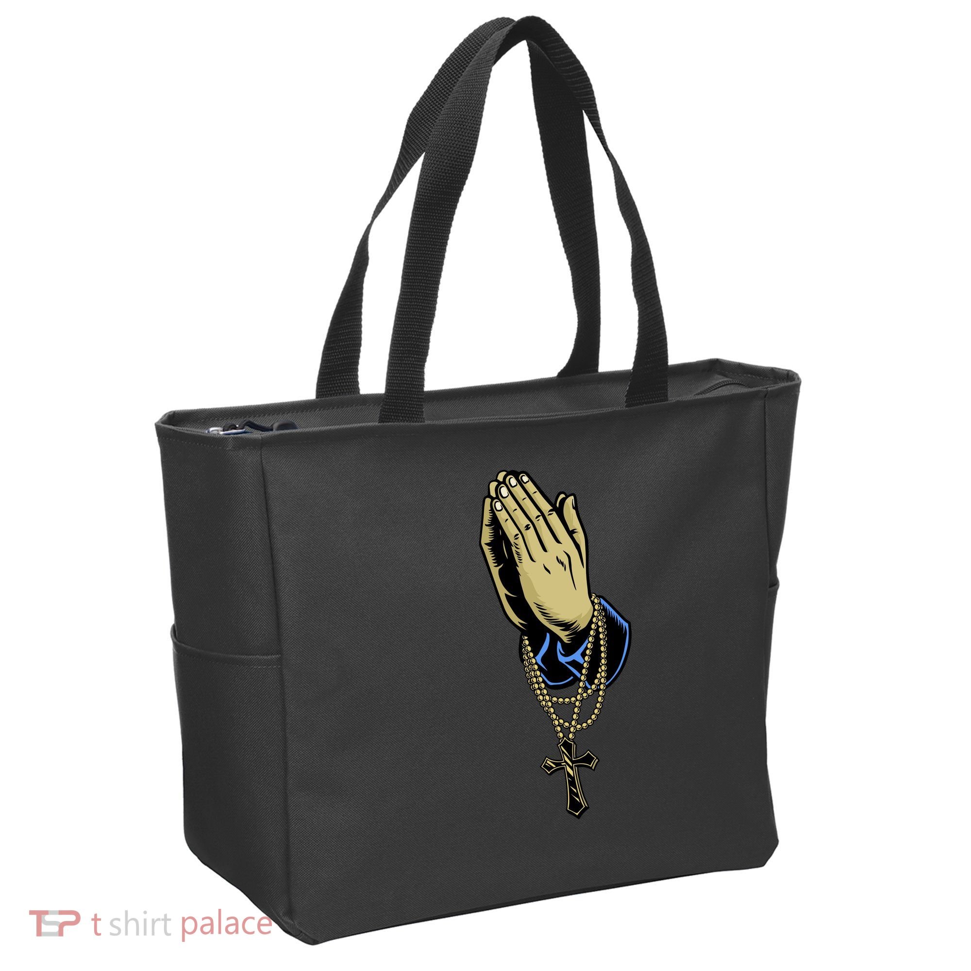Hand With Rosary Praying Cross Tote Bag
