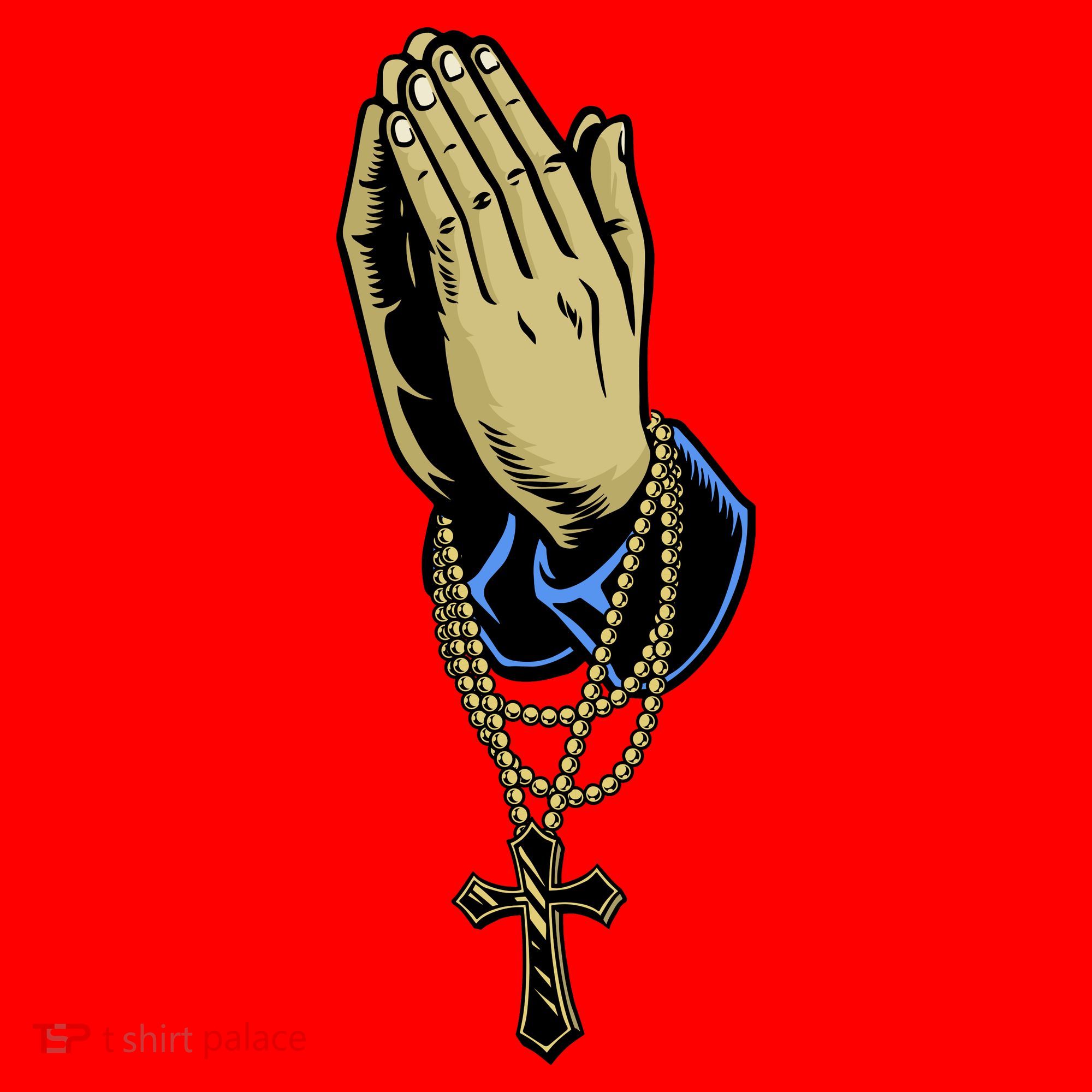 Hand With Rosary Praying Cross Santa Hat