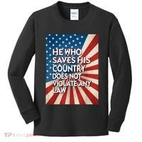 He Who Saves His Country Does Not Violate Any Law Kids Long Sleeve Shirt thumb 0