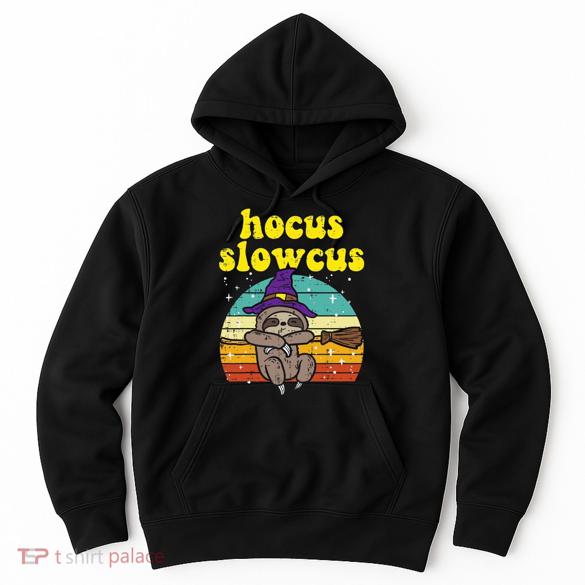 Halloween Witch Sloth Retro Animal Print Adorable and Magical Hoodie