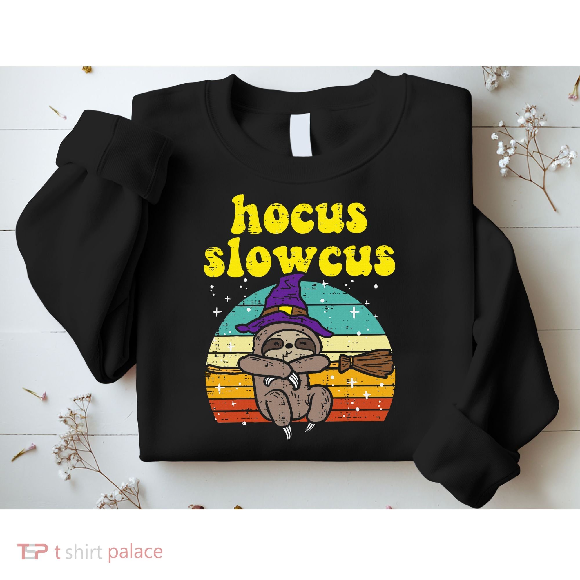 Halloween Witch Sloth Retro Animal Print Adorable and Magical Sweatshirt