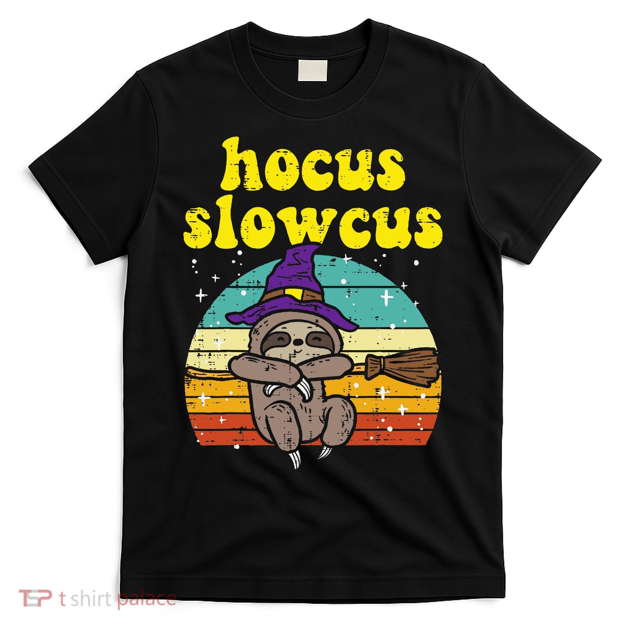 Halloween Witch Sloth Retro Animal Print Adorable and Magical T-Shirt