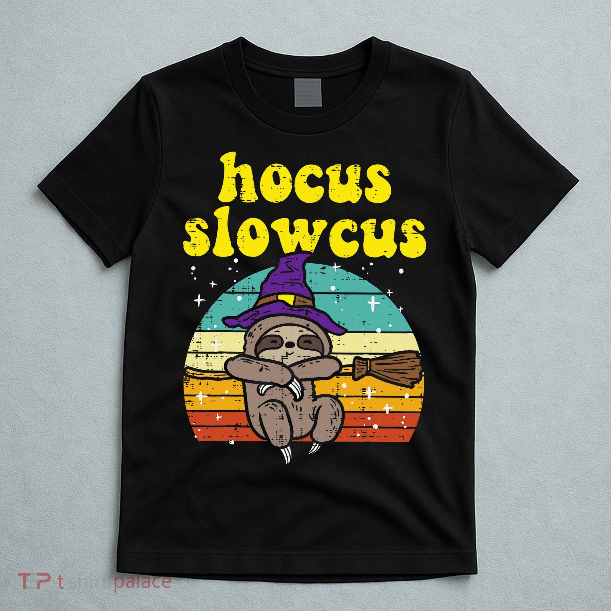 Halloween Witch Sloth Retro Animal Print Adorable and Magical T-Shirt