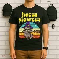 Halloween Witch Sloth Retro Animal Print Adorable and Magical T-Shirt thumb 6