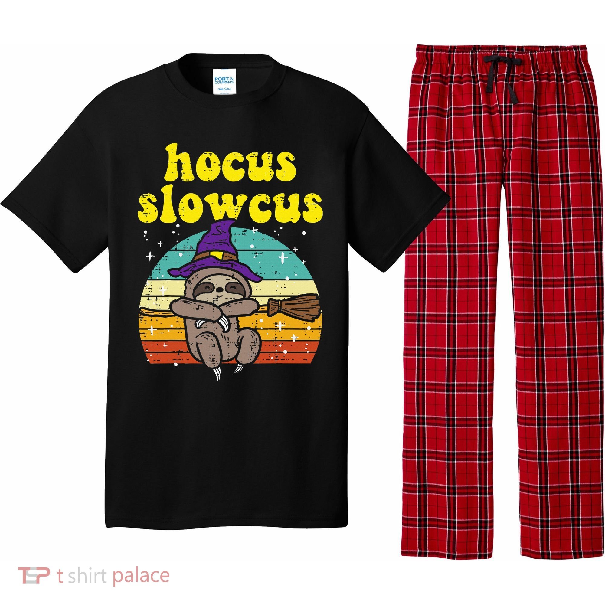 Halloween Witch Sloth Retro Animal Print Adorable and Magical Pajama Set