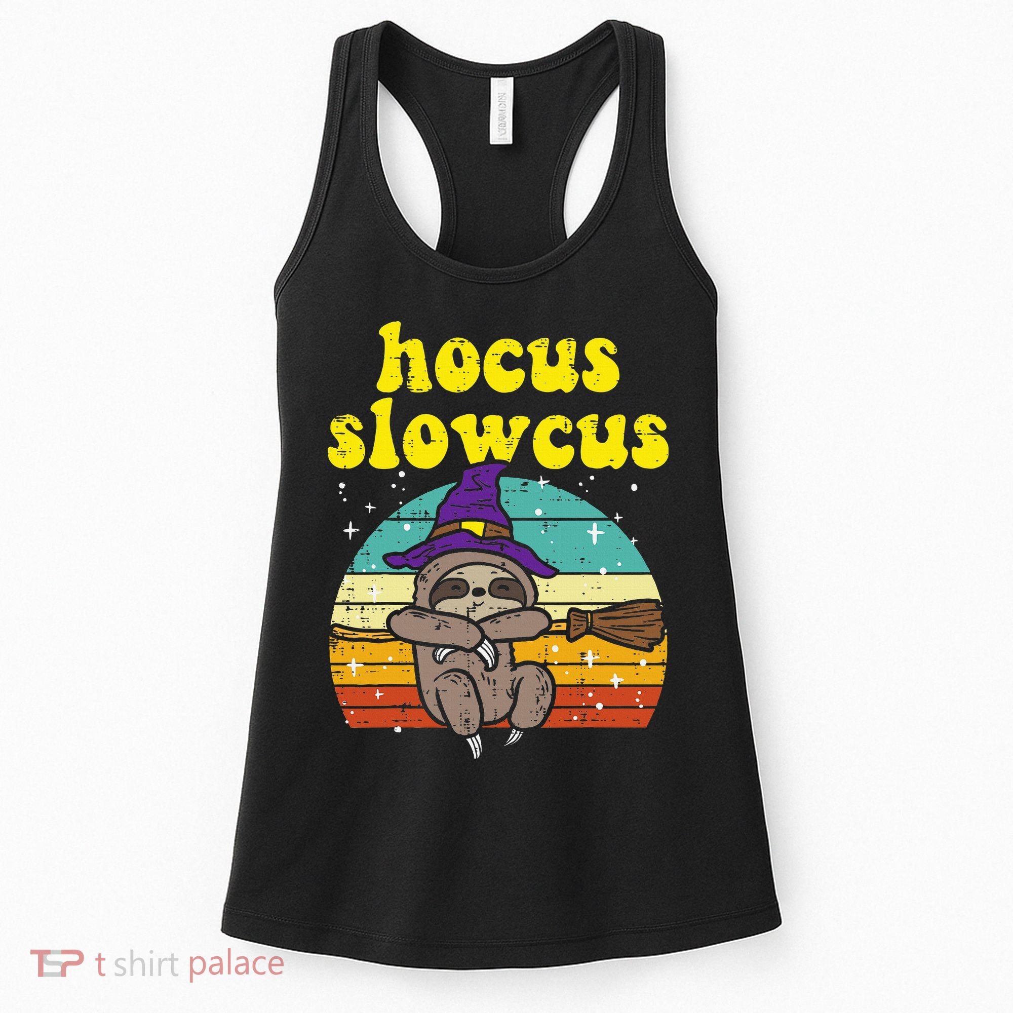 Halloween Witch Sloth Retro Animal Print Adorable and Magical Women's Tank Top