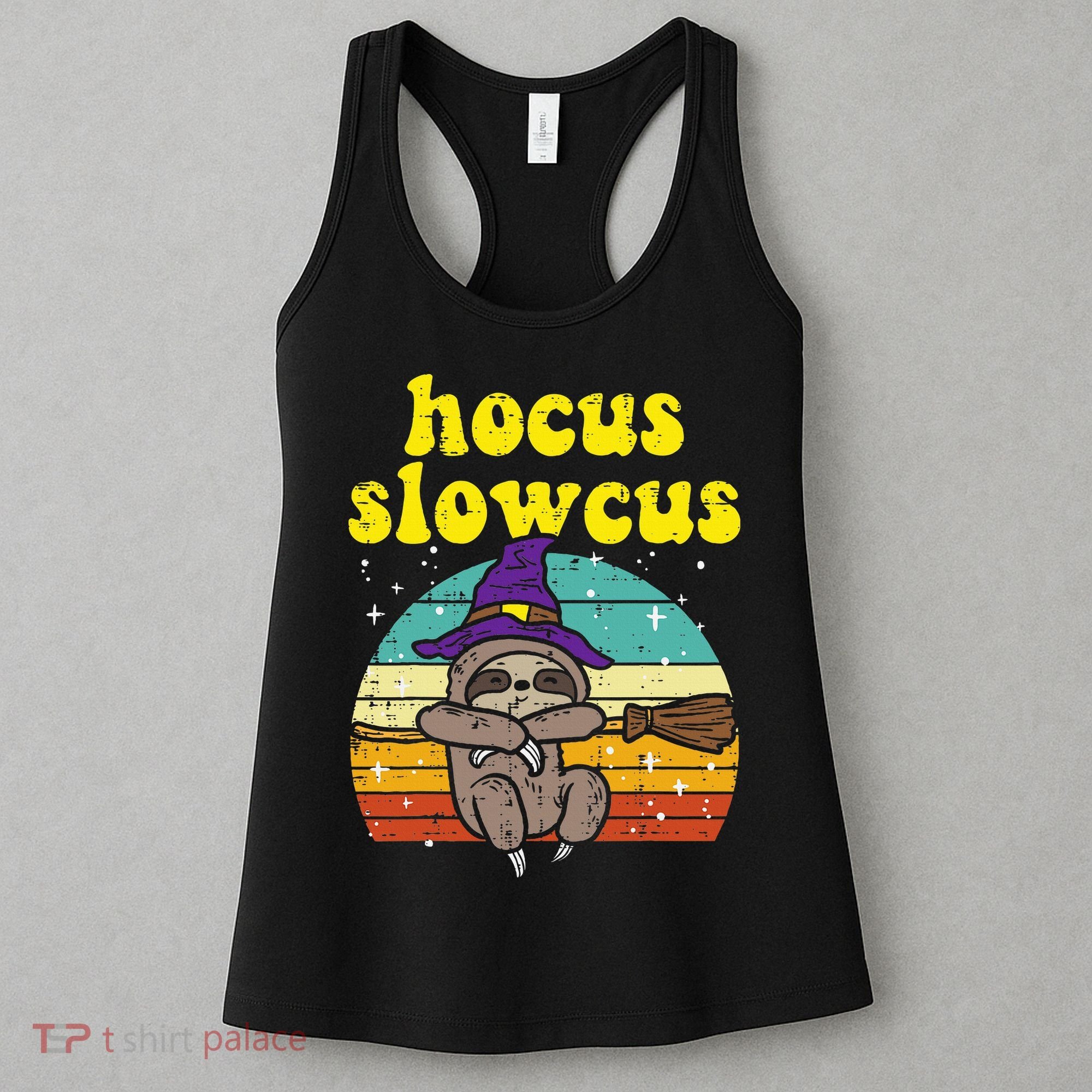 Halloween Witch Sloth Retro Animal Print Adorable and Magical Women's Tank Top