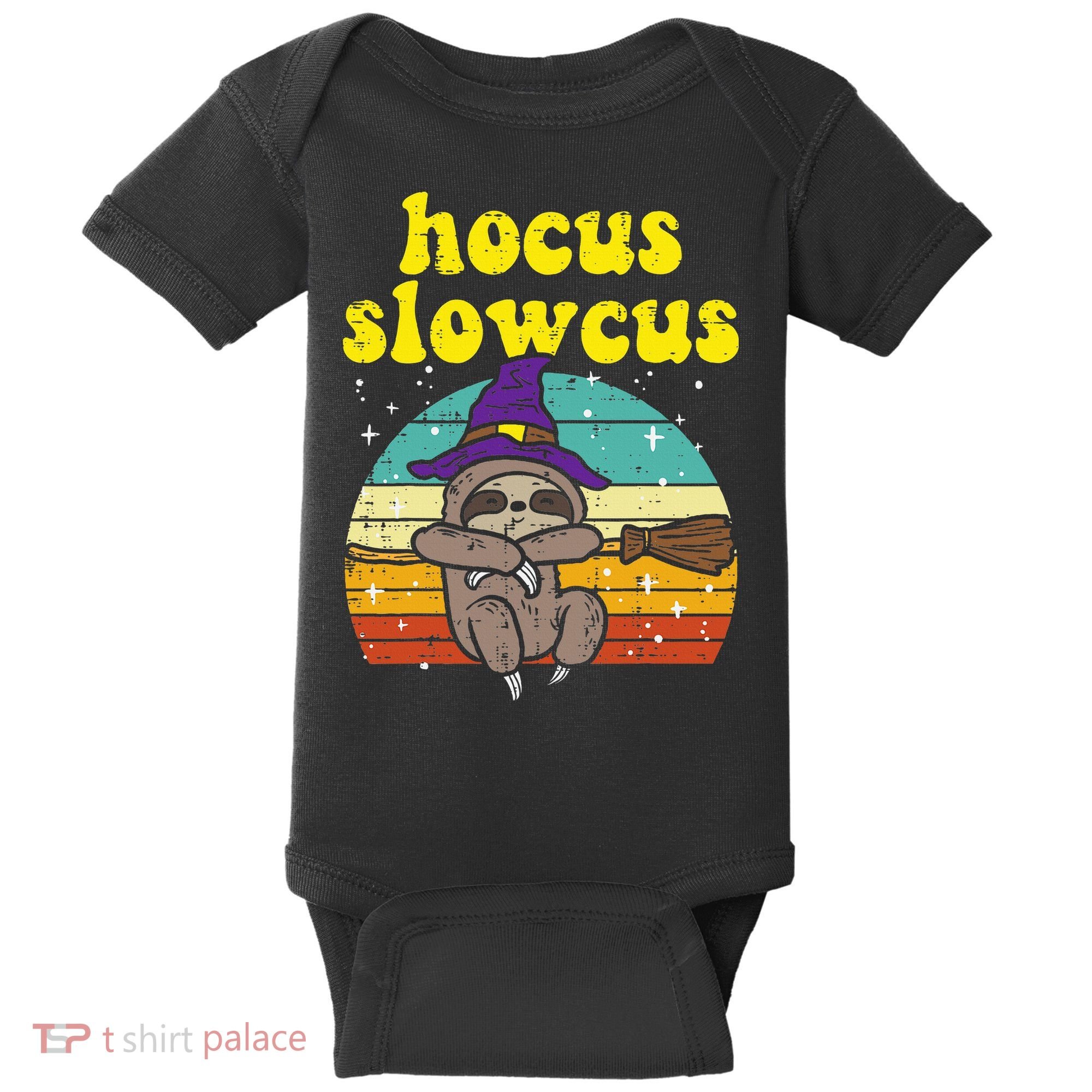 Halloween Witch Sloth Retro Animal Print Adorable and Magical Baby Bodysuit