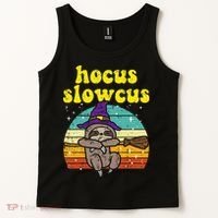 Halloween Witch Sloth Retro Animal Print Adorable and Magical Tank Top thumb 2