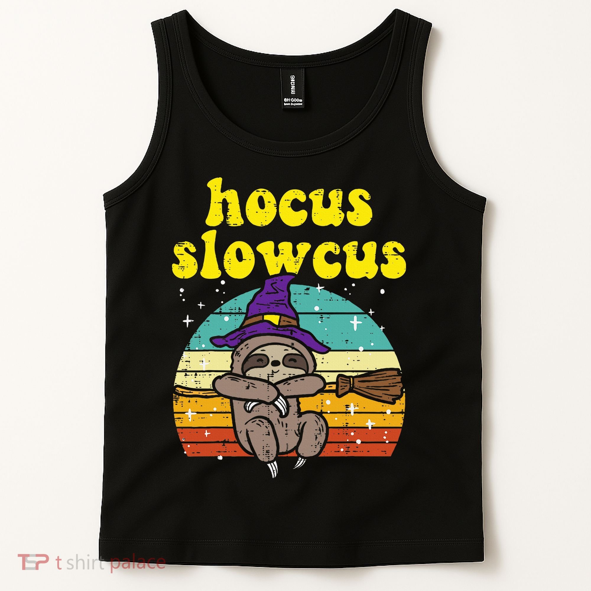 Halloween Witch Sloth Retro Animal Print Adorable and Magical Tank Top