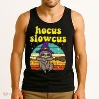 Halloween Witch Sloth Retro Animal Print Adorable and Magical Tank Top thumb 3