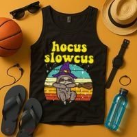 Halloween Witch Sloth Retro Animal Print Adorable and Magical Tank Top thumb 4