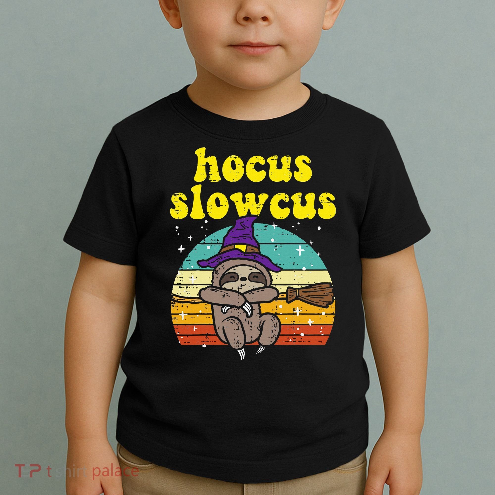 Halloween Witch Sloth Retro Animal Print Adorable and Magical Toddler T-Shirt