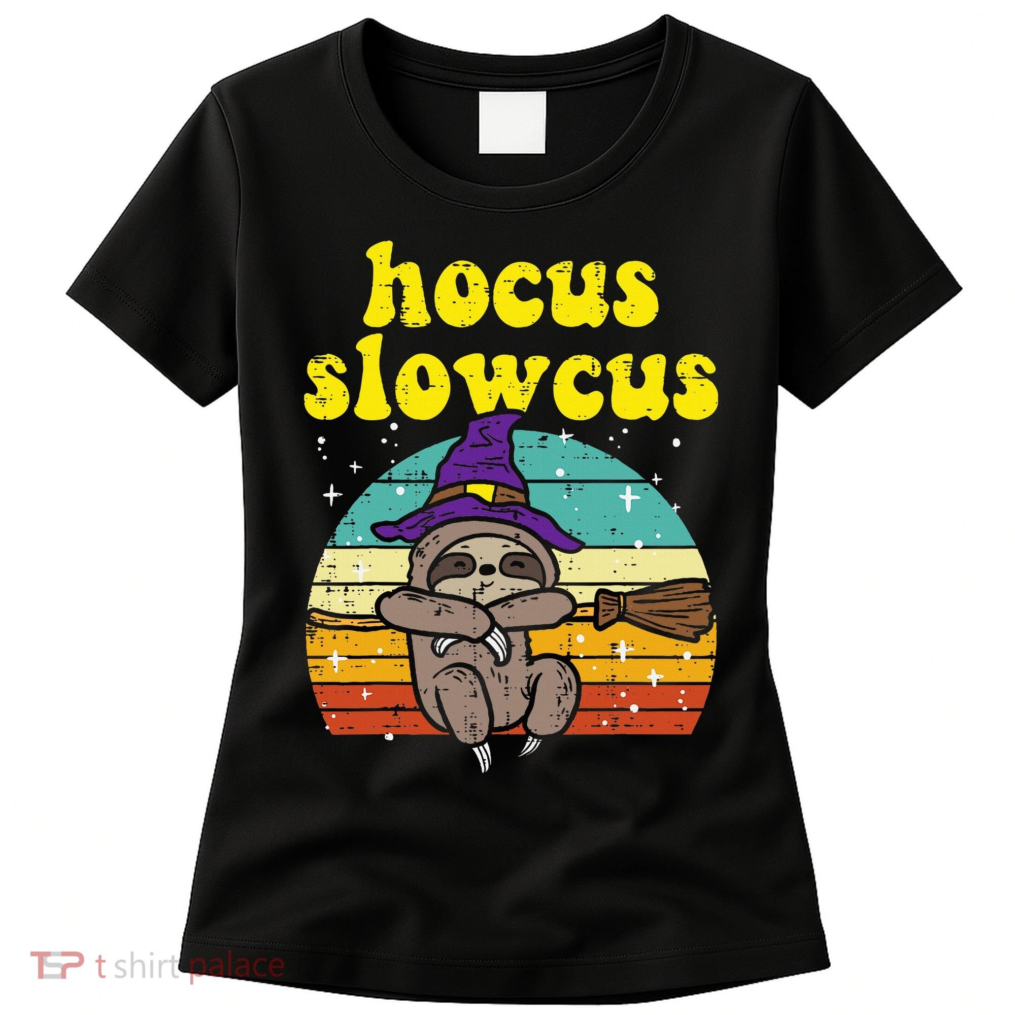 Halloween Witch Sloth Retro Animal Print Adorable and Magical Women's T-Shirt