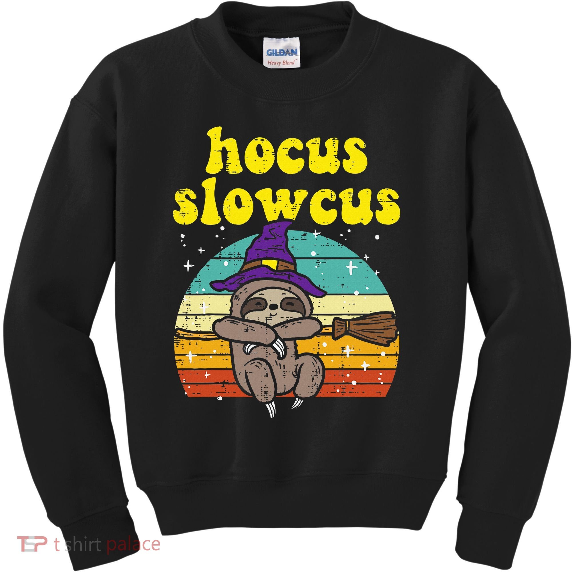 Halloween Witch Sloth Retro Animal Print Adorable and Magical Kids Sweatshirt