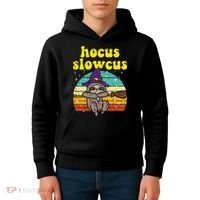 Halloween Witch Sloth Retro Animal Print Adorable and Magical Kids Hoodie thumb 4