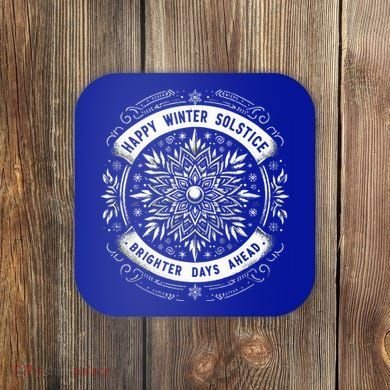 Happy Winter Solstice Brighter Snowflake Days Ahead Coaster