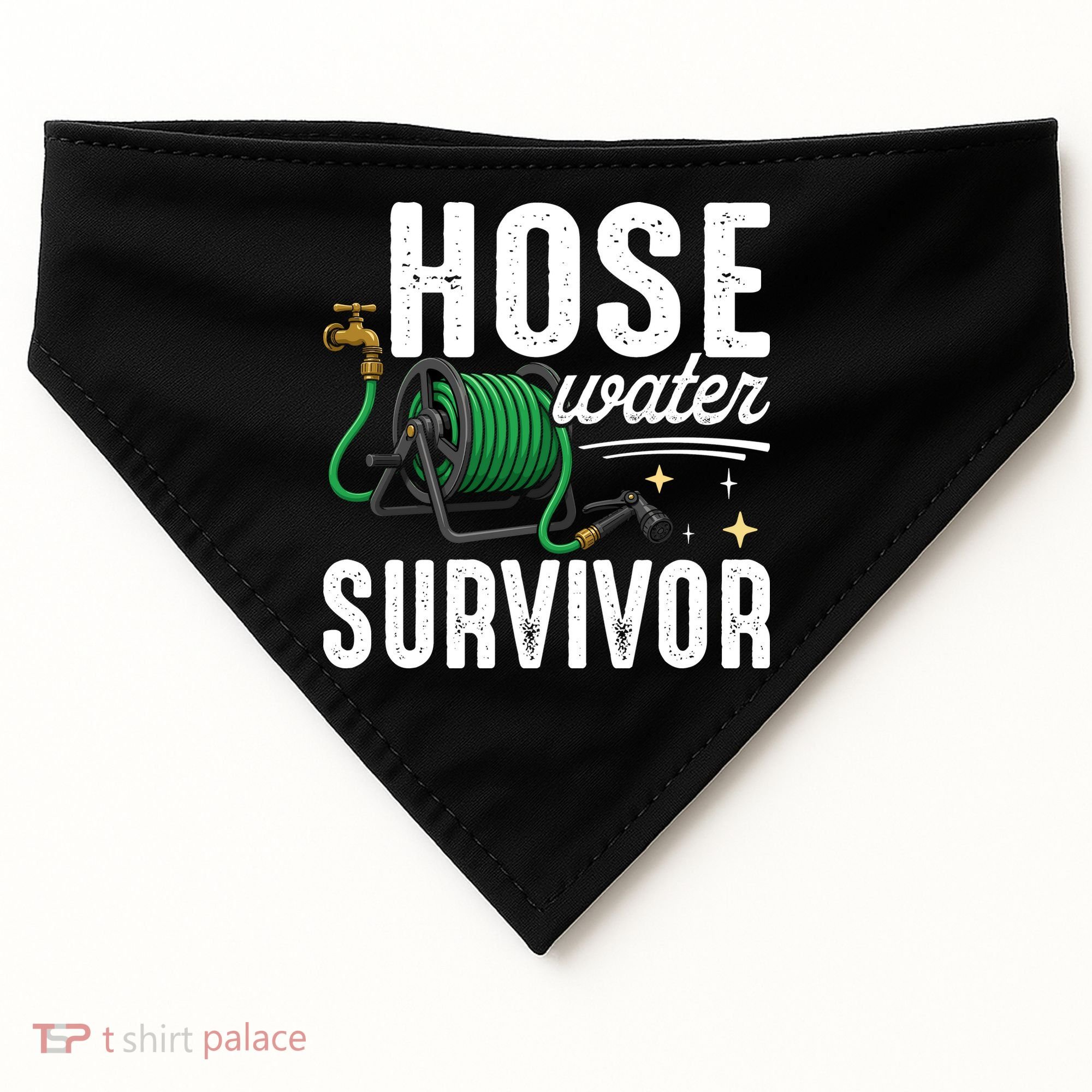Hose Water Survicor Gardening Funny USA-Made Doggie Bandana