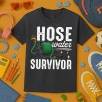 Hose Water Survicor Gardening Funny Kids T-Shirt thumb 3