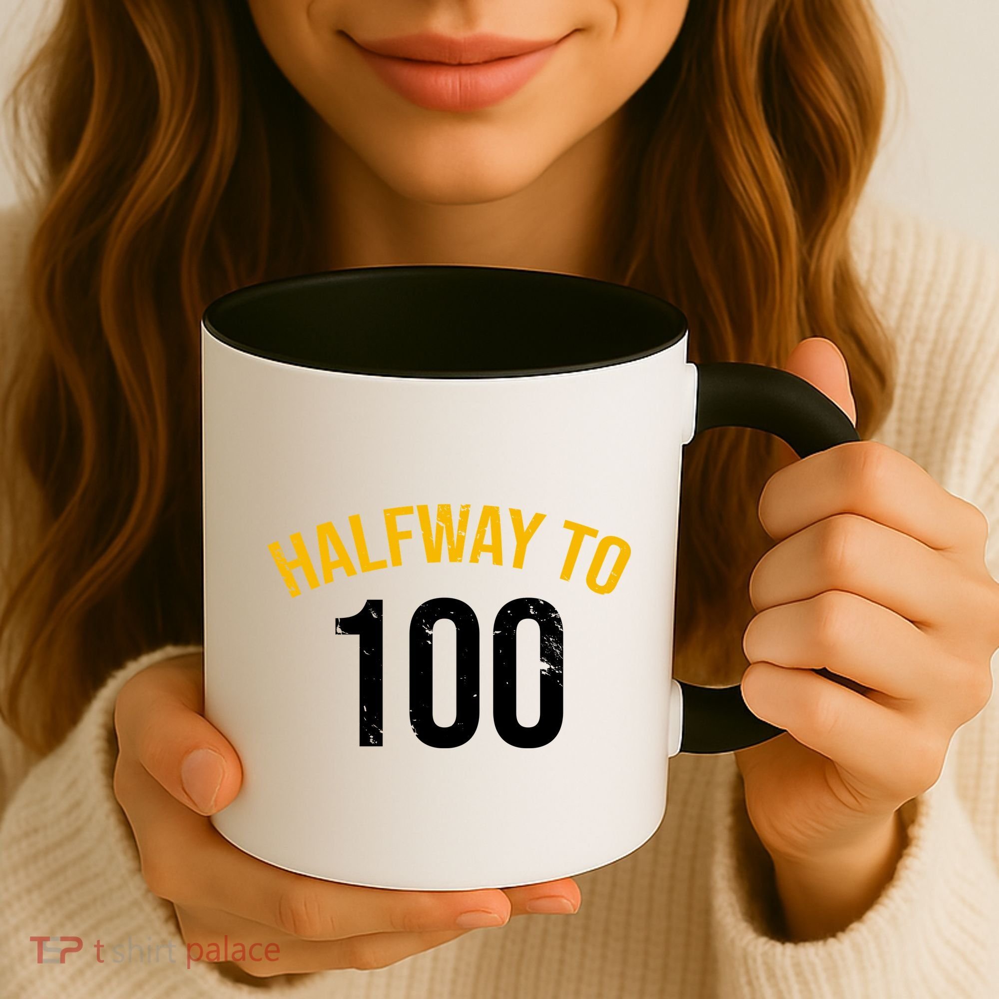 Half Way To 100, Funny 50th Birthday Joke Coffee Mug