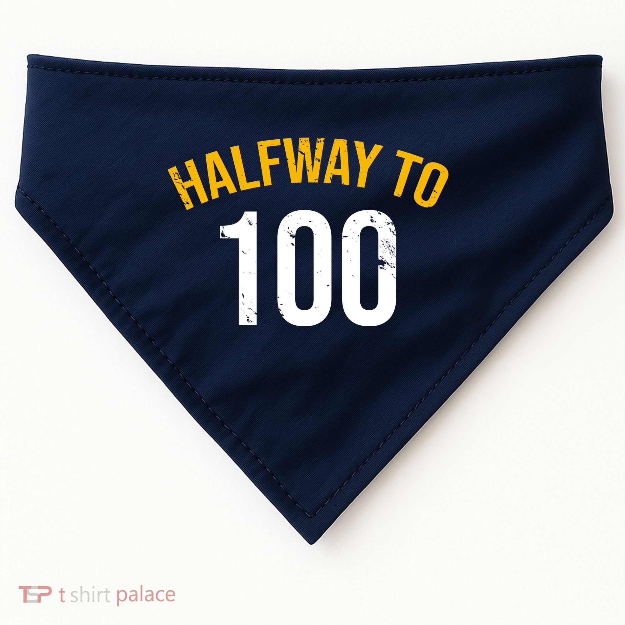 Half Way To 100, Funny 50th Birthday Joke USA-Made Doggie Bandana