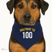 Half Way To 100, Funny 50th Birthday Joke USA-Made Doggie Bandana thumb 1