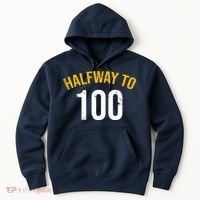 Half Way To 100, Funny 50th Birthday Joke Hoodie thumb 0