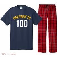 Half Way To 100, Funny 50th Birthday Joke Pajama Set thumb 0
