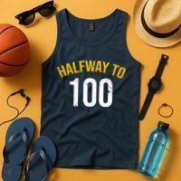 Half Way To 100, Funny 50th Birthday Joke Tank Top thumb 4