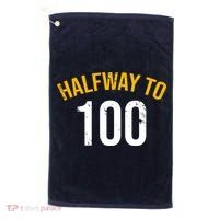 Half Way To 100, Funny 50th Birthday Joke Golf Towel thumb 0