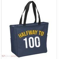 Half Way To 100, Funny 50th Birthday Joke Tote Bag thumb 2