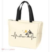Heartbeat With Tropical Palm Trees Beach Island And Dolphin Tote Bag thumb 3