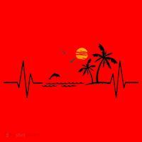 Heartbeat With Tropical Palm Trees Beach Island And Dolphin Santa Hat thumb 1