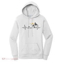 Heartbeat With Tropical Palm Trees Beach Island And Dolphin Women's Hoodie thumb 0