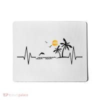 Heartbeat With Tropical Palm Trees Beach Island And Dolphin Mousepad thumb 0