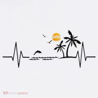 Heartbeat With Tropical Palm Trees Beach Island And Dolphin Women's Tank Top thumb 5