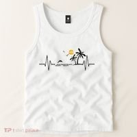Heartbeat With Tropical Palm Trees Beach Island And Dolphin Tank Top thumb 2