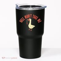 Hell Wont Take Me Funny Duck Tumbler thumb 0