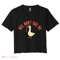 Hell Wont Take Me Funny Duck Women's Crop Top Tee thumb 0