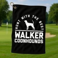 Hunt With The Best ~ Walker Coonhound Gift Golf Towel thumb 1