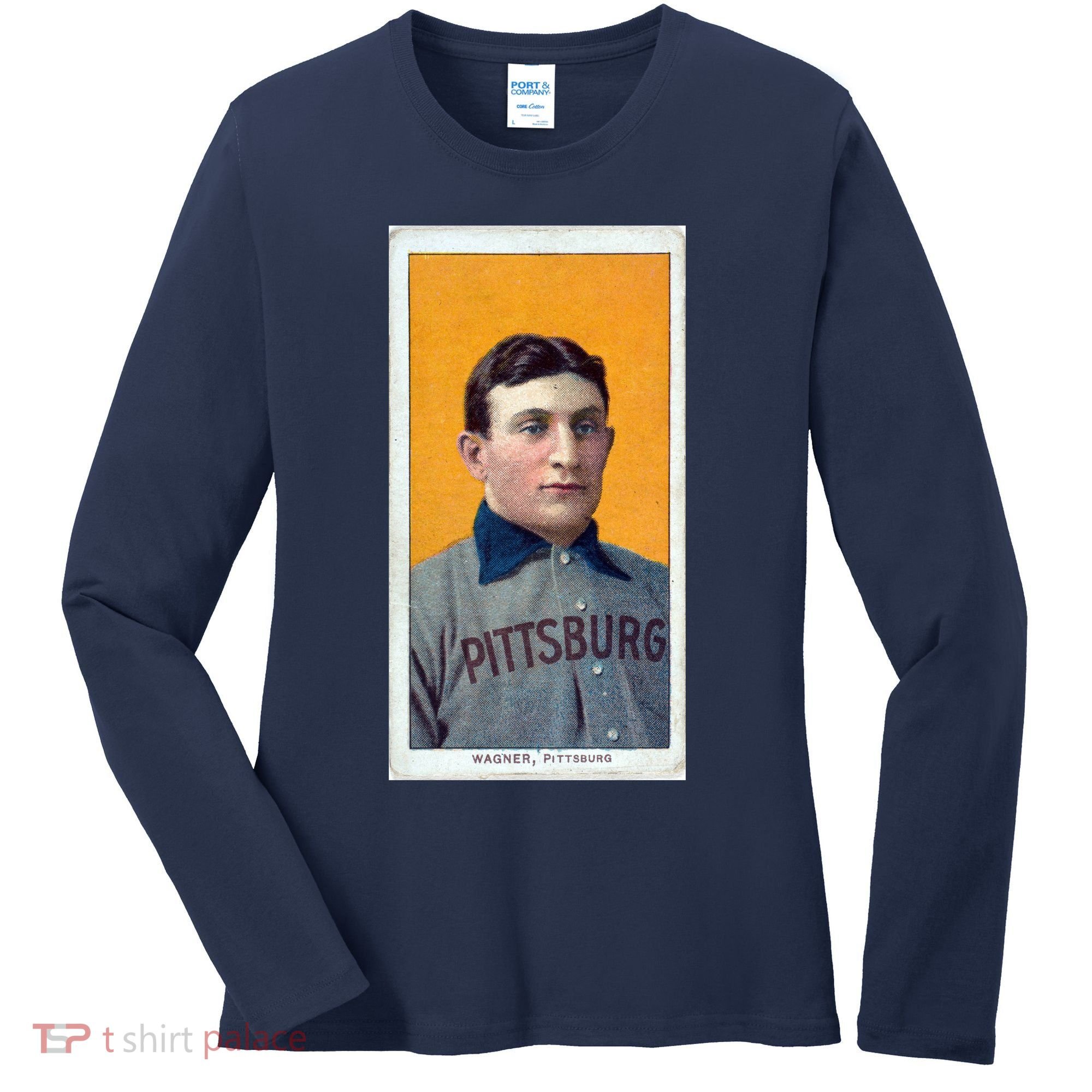 Honus Wagner T206 Baseball Card Women's Long Sleeve Shirt
