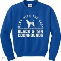 Hunt With The Best ~ Black And Tan Coonhound Gift Distressed Great Gift Kids Sweatshirt thumb 0