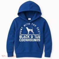Hunt With The Best ~ Black And Tan Coonhound Gift Distressed Great Gift Kids Hoodie thumb 0
